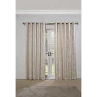 Meadows Lined Eyelet Jacquard Curtains - Cream / 168cm / 183cm