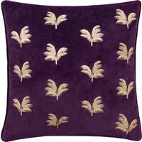 Guilded Palms Embroidered Cushion - Plum / Feather - thumbnail 1