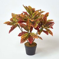 Homescapes Red 'Rushfoil' Artificial Croton Plant with Pot, 65 cm - Red - image 1