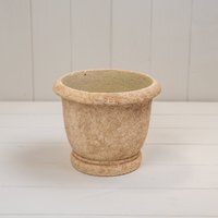 Classic Tan Round Clay Cement Urn Pot - Tan