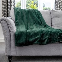 Fleece Blanket Faux Fur Throw - Green