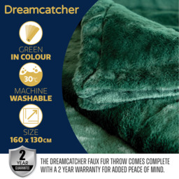 Fleece Blanket Faux Fur Throw - Green - thumbnail 2