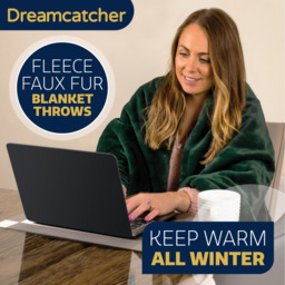 Fleece Blanket Faux Fur Throw - Green - thumbnail 4