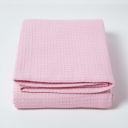 Organic Cotton Waffle Blanket - Pink / 280cm / 230 x 280 cm - thumbnail 3