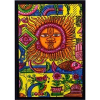 Handbrushed Cotton Wall Art Sun MultiColor - Multicolor - thumbnail 1