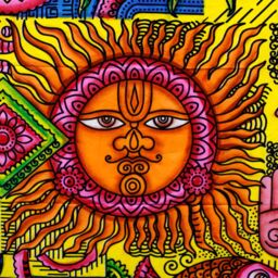 Handbrushed Cotton Wall Art Sun MultiColor - Multicolor - thumbnail 2