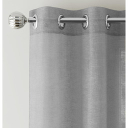Pair of Crete Silver Plain Linen-Look Sheer Voile Panels - Silver / 137cm - thumbnail 5
