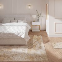Distressed Galaxy Marble Effect Living Area Rug - Beige / 330 x 240cm