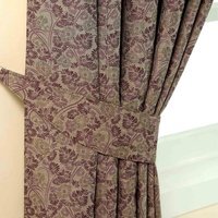 Vintage Floral Jacquard Curtain Tie Back Pair - Purple