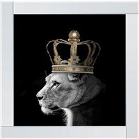 Queen Lion Gold Glitter Liquid Wall Art Decor - Silver