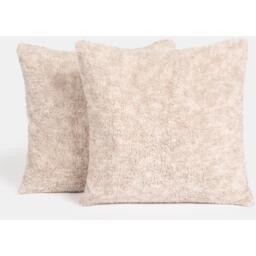 Pack Of Teddy Marl Fleece Textured Cushion Covers - Natural - thumbnail 4