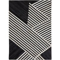 Bosie Safira Large Black And White Hair on Leather Rug - Black & White
