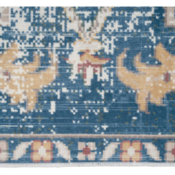 Blue Distressed Washable Rug - Navy Red Orange / 80cm x 150cm (Small) - thumbnail 4