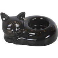 Cat Shaped Tealight Holder - Black
