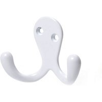 Double Robe Coat Hook - White