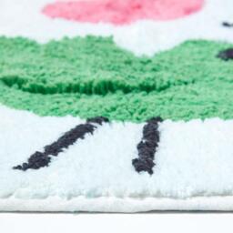 Cotton Tufted Blue Green Birds Pink Heart Kids Rug - White - thumbnail 2