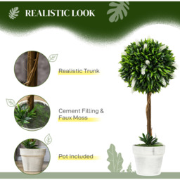 HOMCOM Artificial Ball Trees with Flower - White - thumbnail 4