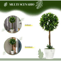 HOMCOM Artificial Ball Trees with Flower - White - thumbnail 5