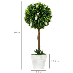 HOMCOM Artificial Ball Trees with Flower - White - thumbnail 3