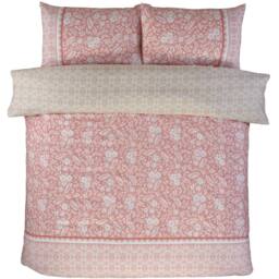 Eleanor Floral Polyester Reversible Duvet Cover Set with Pillowcase - Pink / Double - thumbnail 2