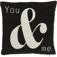 Words 'You & Me' Black Cushion - Black & White