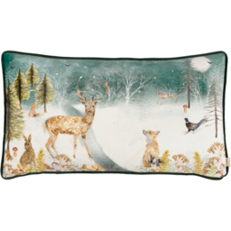Stag Winter Velvet Piped Cushion - Multicolour / 80 Polyester 20 Feather - thumbnail 2