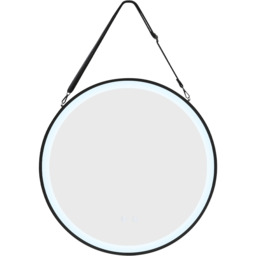 Hanging LED Bathroom Wall Mirror with Strap - Black / 80cm - thumbnail 4