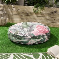 Tropical Outdoor Round Filled Padded Cushion - Green - thumbnail 1