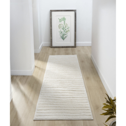 Aya Living Room Area Rugs - Embossed Lines Pattern Cream Rug - Cream / 170cm - thumbnail 2