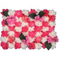 Artificial Flowers Wall Panels - Hot Pink, Rose Pink & White with Leaves