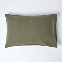 Homescapes Linen Pillowcase, Housewife Style - Olive Green / 74cm / 48cm