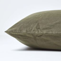 Homescapes Linen Pillowcase, Housewife Style - Olive Green / 74cm / 48cm - thumbnail 2