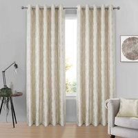 Chrissy Jacquard Lined Eyelet Curtains - Cream / 114cm / 183cm