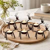 6pc Reindeer Tealight Holders - Black - thumbnail 1