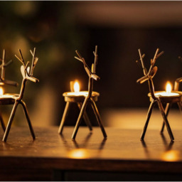 6pc Reindeer Tealight Holders - Black - thumbnail 2