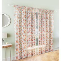 Pair of Mia Burnt Orange Floral Print Sheer Voile Panels - Burnt Orange / 183cm - image 1