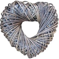 Wicker Heart Shaped Wreath - Grey Brown / Large