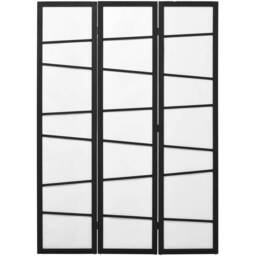 HOMCOM 3 Panel Room Divider Folding Privacy Screen with Stripe Design - White - thumbnail 3