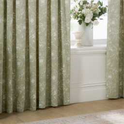Bella Floral Pencil Pleat Curtain Pair - Sage / 229cm - thumbnail 3