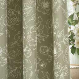 Bella Floral Pencil Pleat Curtain Pair - Sage / 229cm - thumbnail 4