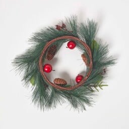Homescapes Red Apple and Berries Christmas Wreath - Green & Red - thumbnail 4