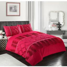 Eleanor Lux Pin Tuck Duvet Cover Set - Red / King - thumbnail 2