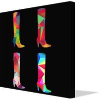 Polygonal colored boots Canvas print - Black / 114cm