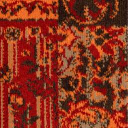 Deep Red Brown Traditional Patchwork Living Room Rug - Wine / 160 x 160cm - thumbnail 2