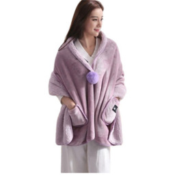 Winter Warmth Women's Multifunctional Shawl Cover Blanket - Pink - thumbnail 4