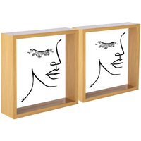 "8x8"" 3D Deep Box Photo Frame Pack of 2 - Light Wood" - thumbnail 1