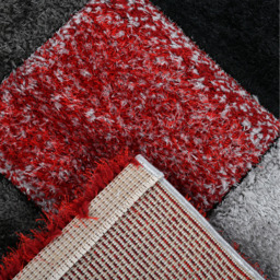 Shaggy Blocks High Pile Rug - Red / 80x150 - thumbnail 4