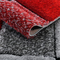 Shaggy Blocks High Pile Rug - Red / 80x150 - thumbnail 5
