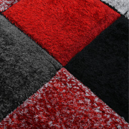Shaggy Blocks High Pile Rug - Red / 80x150 - thumbnail 2