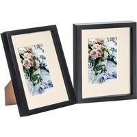 "3D Box Photo Frames - 8 x 10"" with 4 x 6"" Mount - Pack of 2 - Black/Ivory"